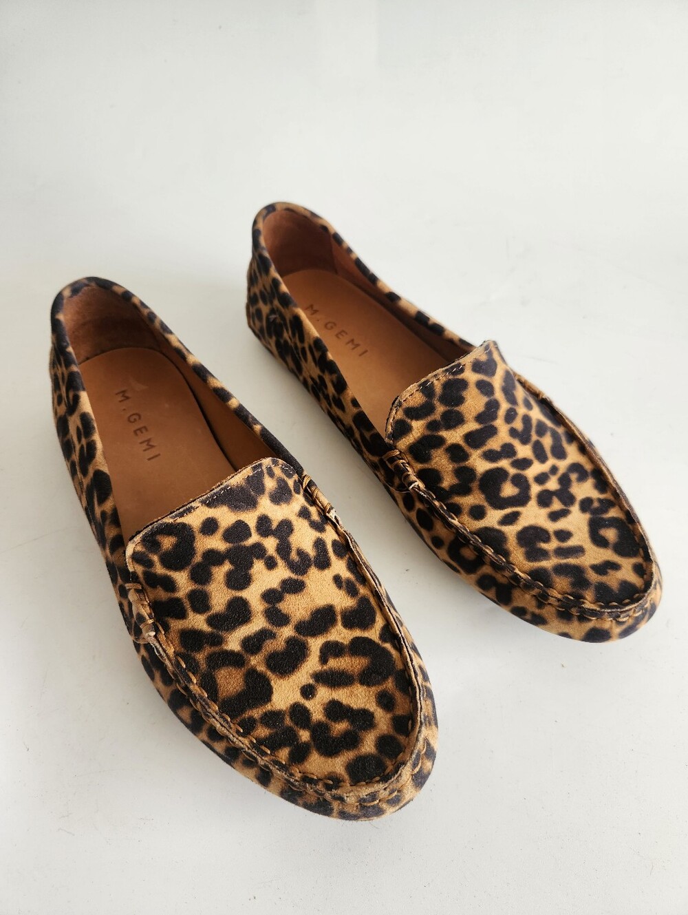 M. Gemi Felize Driving Loafers Leopard Print Suede Italian Flat Shoes Size 9 US